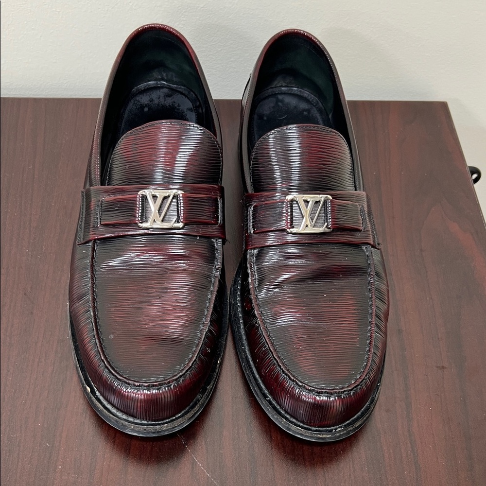 Louis Vuitton Dark Red Leather Loafers